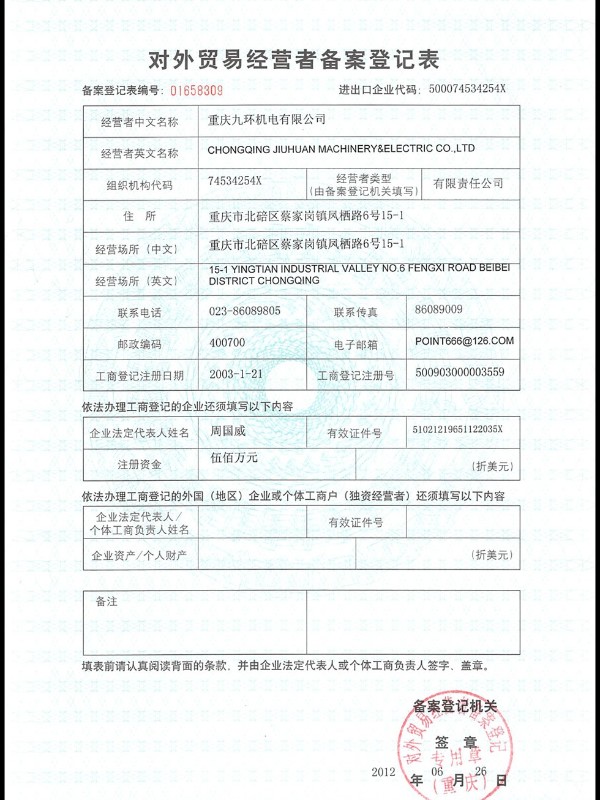 资质对外贸易经营者备案-氢能阀组厂家